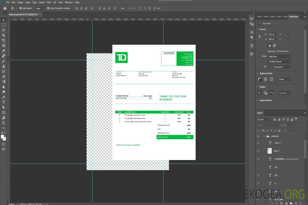 Facture TD aux États , Unis template Facture TD aux États , Unis template